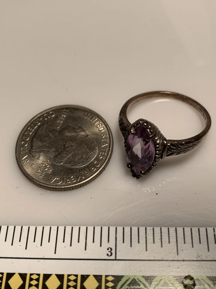 Kabana Marquise cut Sterling Silver 925 Amethyst Ring Size 9 * - Image 3 of 3
