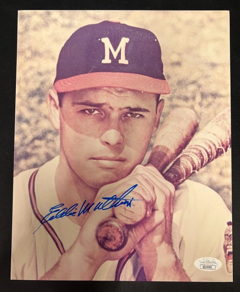 Eddie Mathews Signed 8x10 Color Photo JSA Cert. HOF 1978 Milwaukee Braves AUTO! - Image 2 of 4