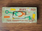 Vintage Busy Boy Metal Tool Chest box Vinyl Tools Ohio Art USA