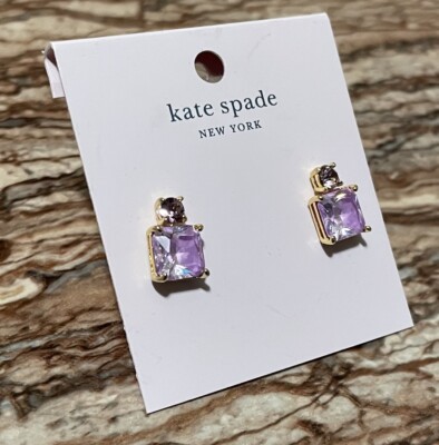 Kate Spade Jewelry Gold Stud Earrings Square Cubic Zirconia