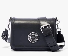 Marc Jacobs Women's Black Insignia Logo Full Flap Leather Crossbody Bag