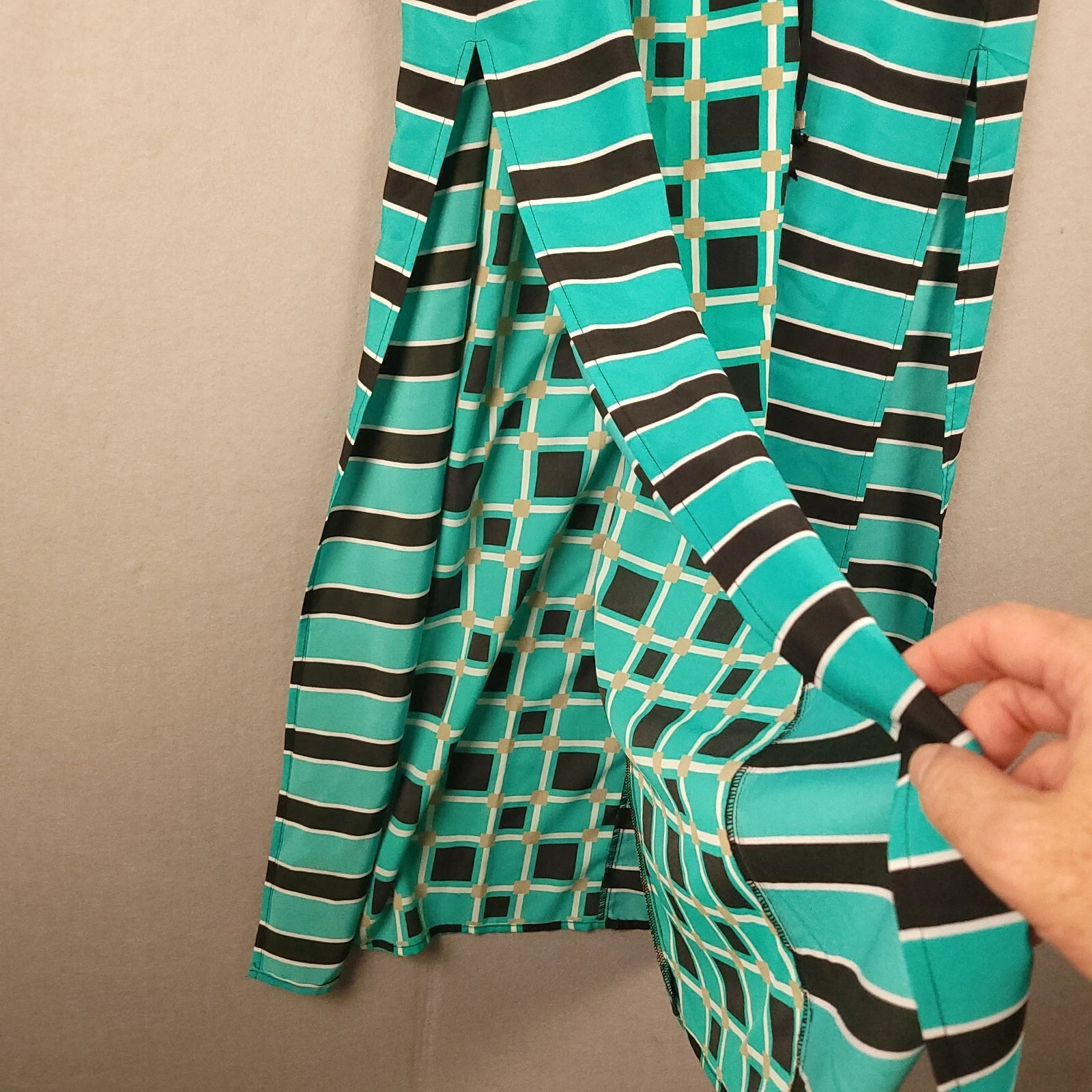 Michael Kors Maxi Abito Piccolo Verde Teal Geometrico Leggero Spiaggia St. Patty's