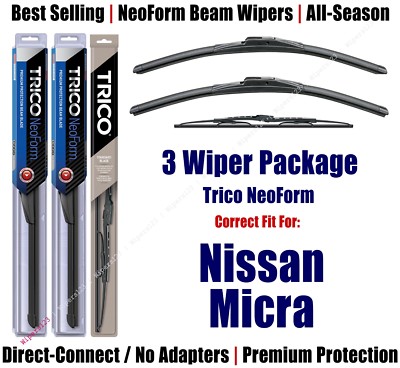 3pk Wipers Front & Rear - NeoForm - fit 1984-1991 Nissan Micra