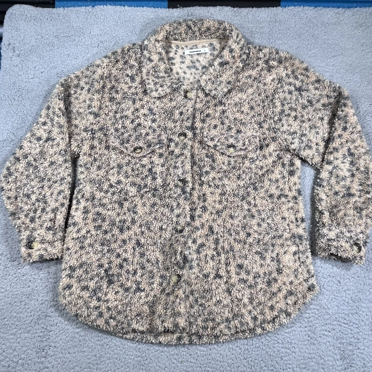 Woolworths Sherpa Jacket Womens 44 Leopard Print Button Down Long