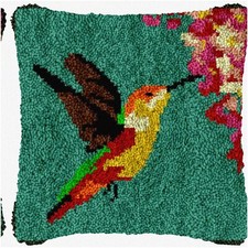 Whispering Wings DIY Latch Hook Pillow Kit - Vibrant Canvas, Crochet Yarn, Needl