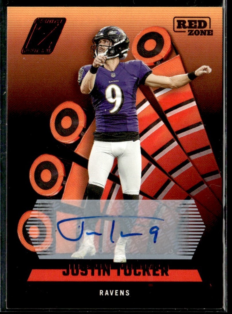 2022 Panini Zenith Red Zone Justin Tucker Auto Baltimore Ravens Gold refractor
