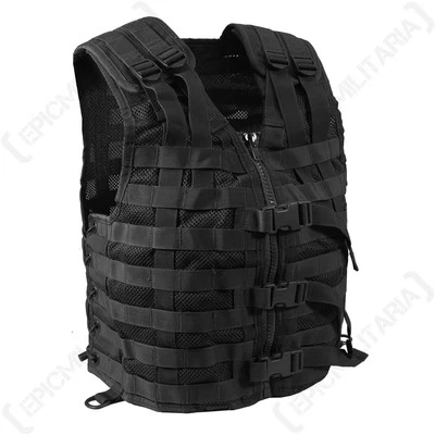 Army Black TACTICAL MOLLE CARRIER ASSAULT VEST Airsoft Combat Attachment Rig Top