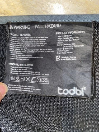 Portabebés Todbi Fly-B Hipseat gris - Imagen 2 de 6