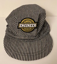 Kids Classic Engineer Railroad Ball Cap Black  White Striped Hat