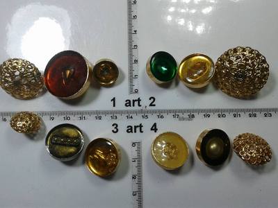 Lot De Boutons Bijoux Anciens – Doré Et Vert, Diamètre 21 Et 30 Mm, Tige