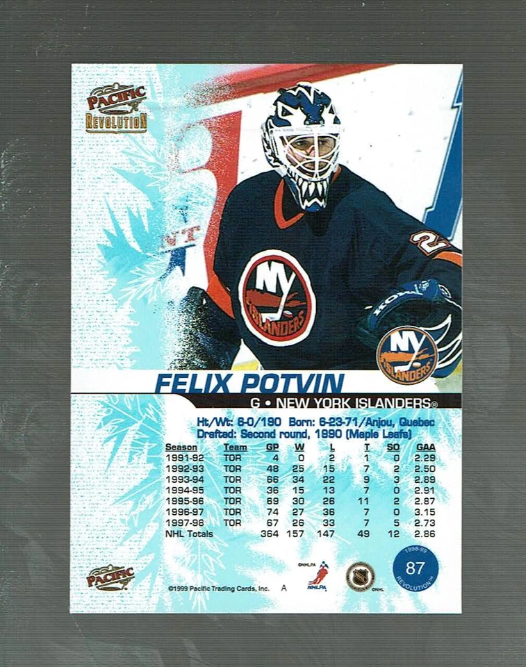 1998-99     Pacific Revolution     Felix Potvin      #87 - Image 2 of 2