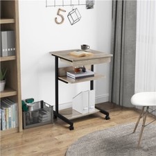Small Rolling Computer Desk Home Office Tray Desk Workstation Writing Desk Gray