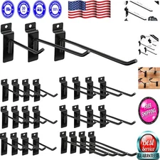 24-Piece Heavy-Duty Slatwall Hooks Set - Assorted Sizes & Polished Black Finish