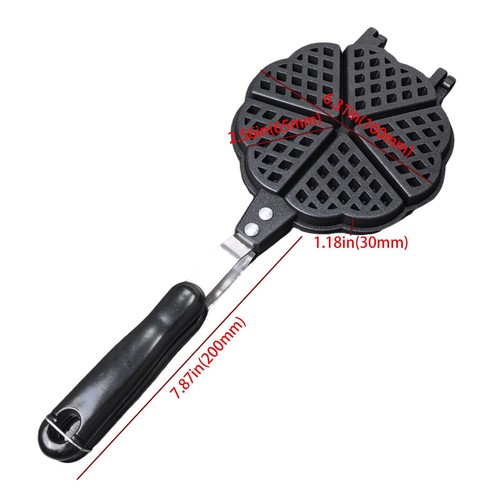 Heart Shaped Waffler, Cast-Aluminium Pan, Sweetheart, Mini Waffle Maker, Waff... - Afbeelding 3 van 6
