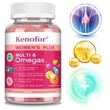 Women's Plus Multi Omegas Support Immunity Bone Heart Health 60 Gummies