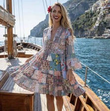 Antica Sartoria 2026 Patchwork Tie Front Dress Nwt O/S