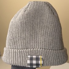 UPSTATE STOCK Upcycled Cotton Watchcap Hat Cap Gray Black Yellow Plaid USA Made