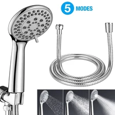 High Pressure Shower Head 5 Settings Handheld Shower Heads Spray With 5 FT Hose