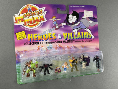 Vintage Mattel Bluebird Mighty Max HEROES & VILLIANS Collection #1 SKULL NIP