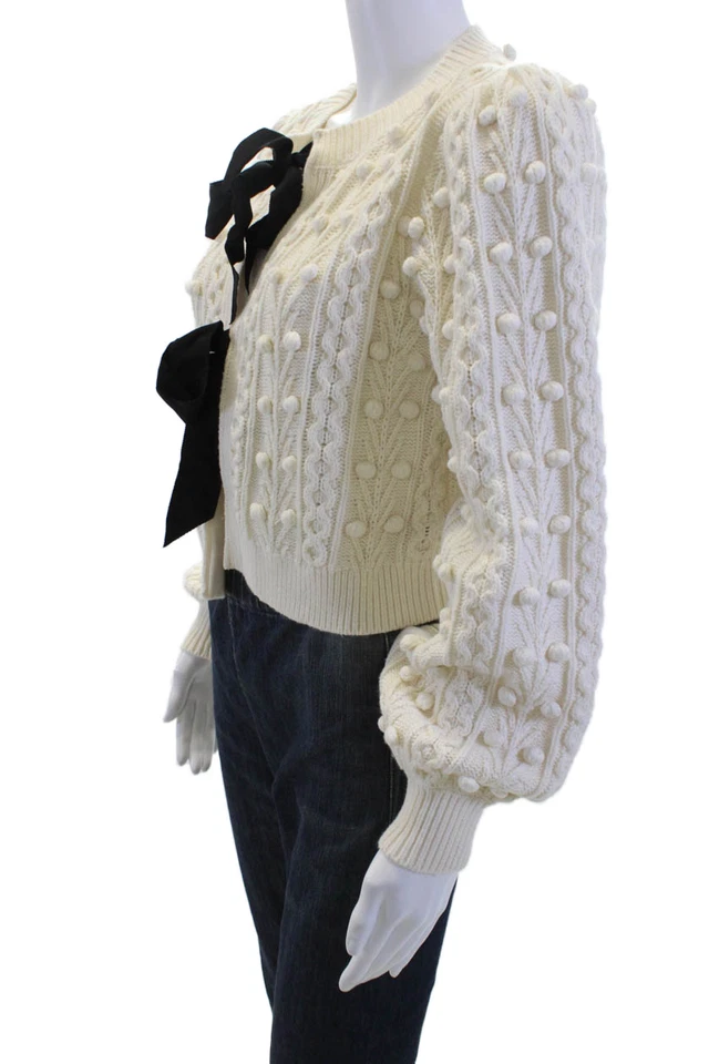 Alice + Olivia Women Cardigan White Long Sleeve Size S - Image 2 of 4