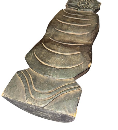 Vintage 18-Inch Thai Buddha Statue Hand-Carved Wood Anjali Mudra Mid Century - Picture 10 of 12