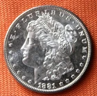 Proof Like 1881-S Morgan Silver Dollar, $1, BU, 90%, Mirror fields