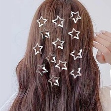 2-50pcs Star Hair Clips for Girls Filigree Star Metal Snap Clip Hairpins Barrett