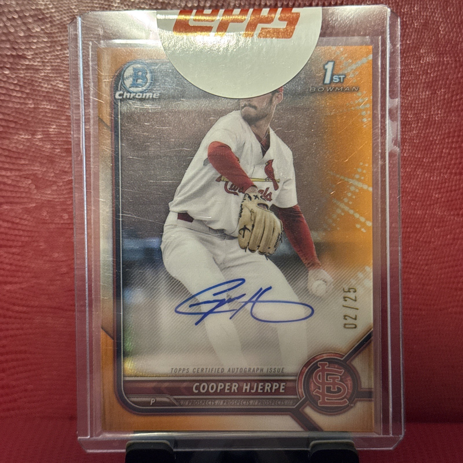 🔥🍊Cooper Hjerpe 2022 Bowman Chrome Draft 1st Orange Auto /25 🔥🍊