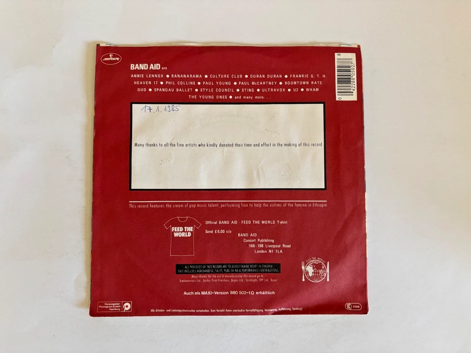 Band Aid Do They Know It's Christmas 1984 Mercury 45 RPM VG+/Exc Play Test - Image 2 of 4