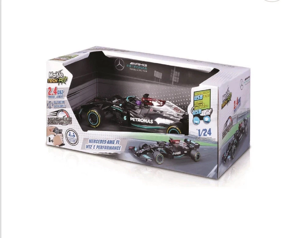 Mercedes Benz AMG F1 W12 E Performance Lewis Hamilton #44 negro 1:24 RC Maisto Foto 3 de 4