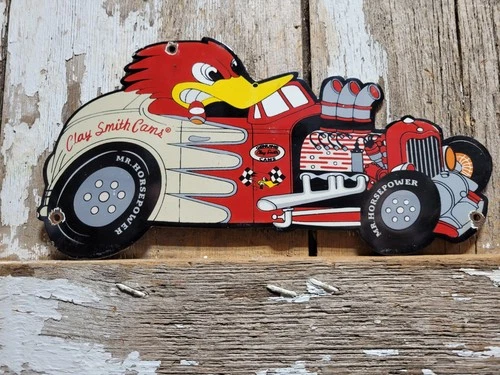 VINTAGE CLAY SMITH CAMS PORCELAIN SIGN OLD CAMSHAFT ENGINE RACE CAR PARTS AUTO