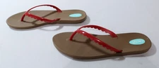Oka B Women's Bristol Scallop Strap Flip Flops LB3 Toffee/Cherry US:9 EU:39