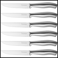 Steakmesser Set 6-Teilig, Wellenschliff, Rostfreier Edelstahl, SpüLmaschinenfest