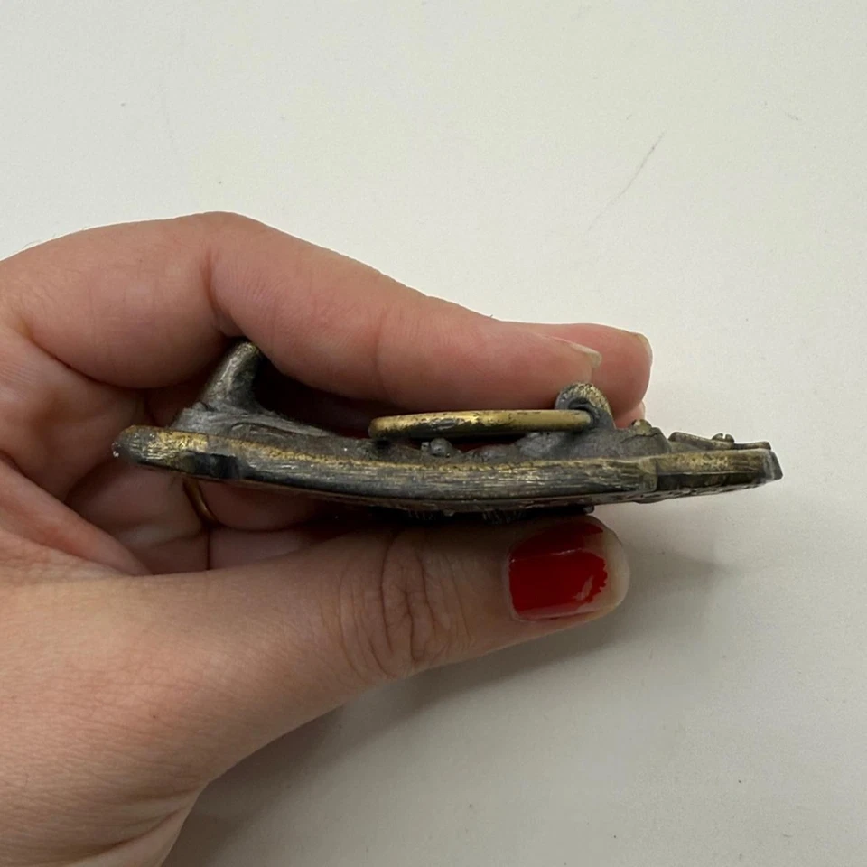 Vintage Great American Buckle Co Colorado Belt 1983 Gold Tone Rams Collectible - Image 4 of 4