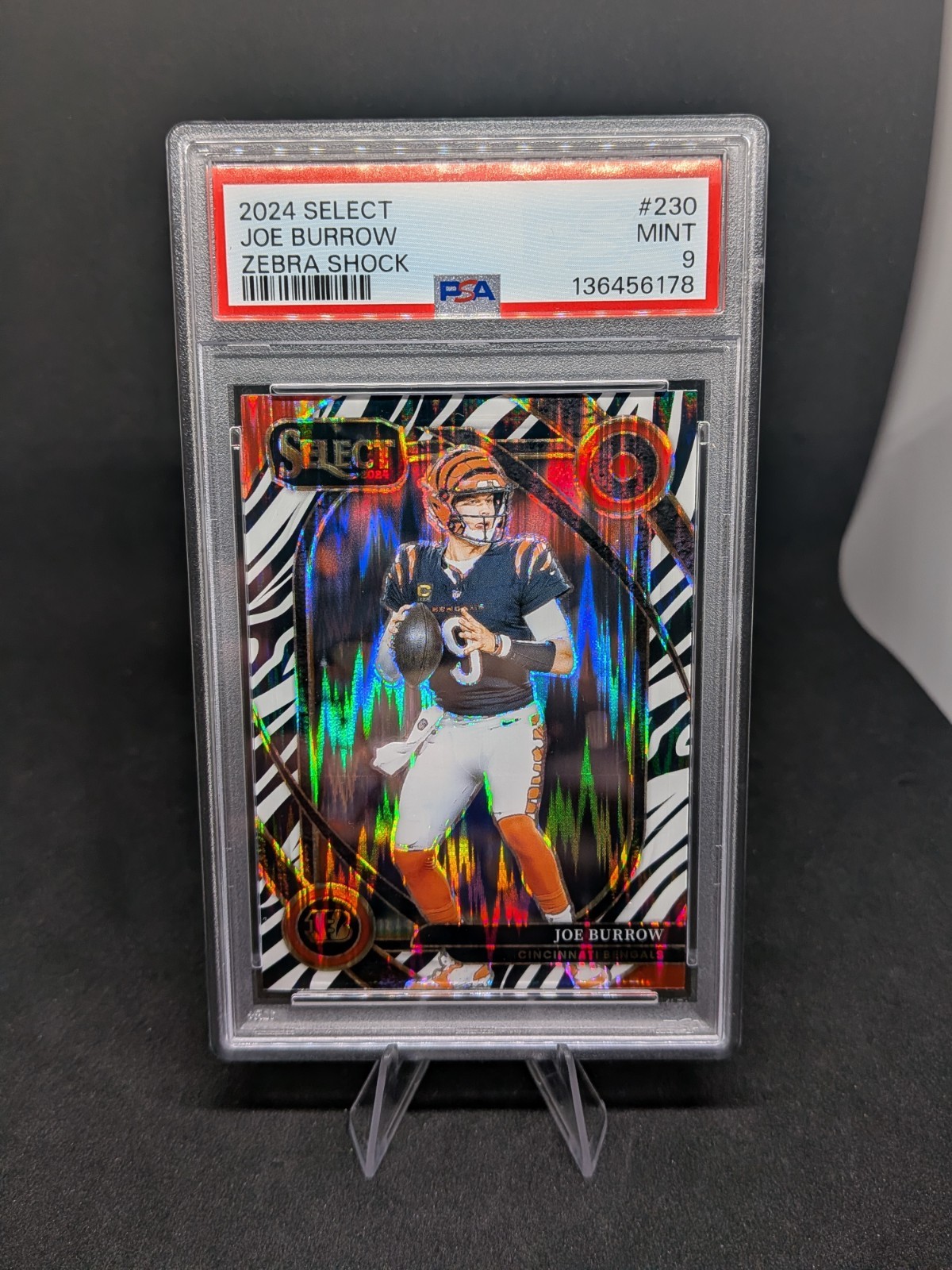 2024 Panini Select - Club Level Joe Burrow #230 Zebra Shock Prizm