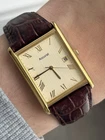 Accurist Tank Men’s Vintage Watch Gold Quartz Date Roman Numeral Dial Leather