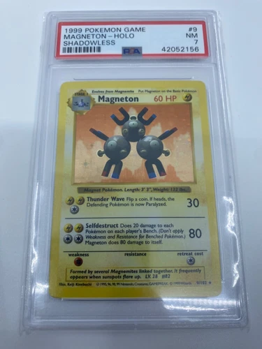1999 Pokemon Base Set Shadowless Magneton Holo 9/102 PSA 7 NM