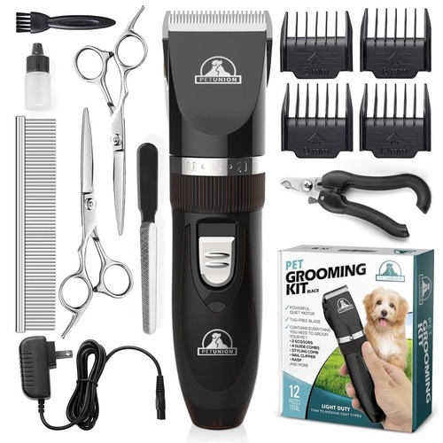 Professional Dog Grooming Kit - Cordless Low Noise Dog Clippers for Grooming Th