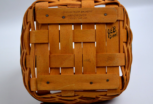 Longaberger 2001 canasta rojo azul acento tejidos rojo blanco forro de tela a cuadros - Imagen 8 de 12