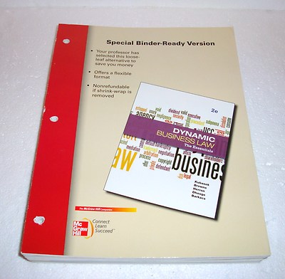 DYNAMIC BUSINESS LAW~ THE ESSENTIALS~2nd edition~ by NANCY KUBASEK~LOOSE LEAF