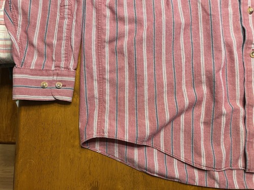 L. L. Bean Herren Hemd mit Knopfleiste Baumwolle rot blau weiß Streifen Gr. L Reg - Bild 7 von 12