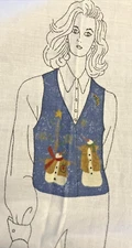 VTG Brenda Gervis “Christmas Thyme Vest “Panel Primitive Snowmen SZ S-L