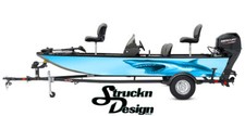 Boat Wrap Blue Great White Shark Vinyl Graphic Decal Kit Fish Bass Fishing USA