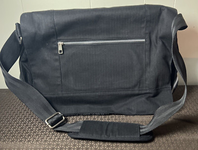 gapメッセンジャーバッグ ブラック GAP Black Cotton LARGE Messenger Shoulder Bag Padded Laptop
