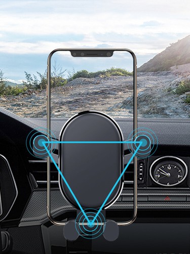 1pc Car Phone Holder Air Vent Gravity Design Mount Cradle Stand Accessory Black - Foto 3 di 12