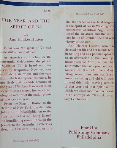 YEAR AND SPIRIT OF '76 SIGNED ANN HAWKES HUTTON HC/DJ 1972 - Picture 6 of 6