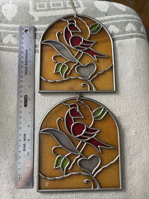 Pair of Plastic Cardinal Suncatchers