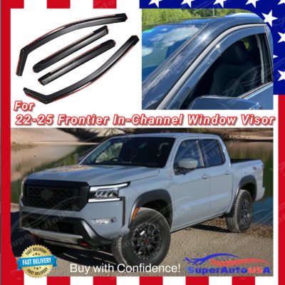 Fits Nissan Frontier 22-25 Rain Sun Guards Vent Deflectors Tinted Window Visors