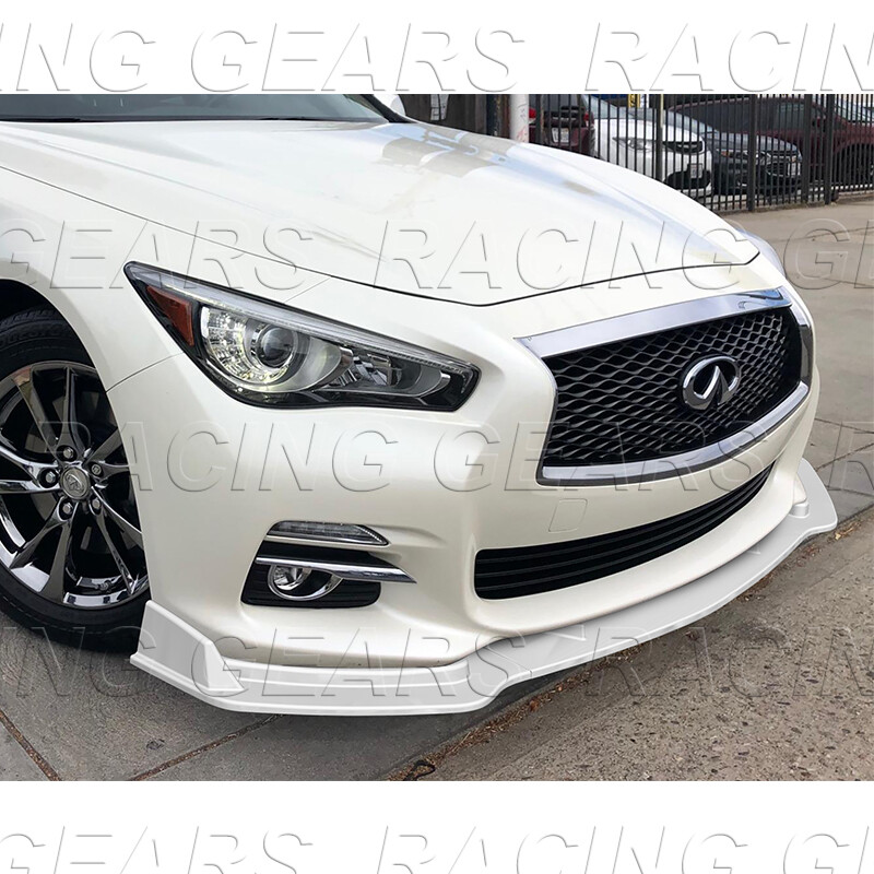 3PCS PAINTED WHITE PREMIUM FRONT BODY KIT BUMPER LIP FIT 14-17 INFINITI Q50