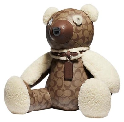 COACH ぬいぐるみ ブラウン Coach Signature C Coated Canvas NWT Shearling Stuffed Bear | eBay